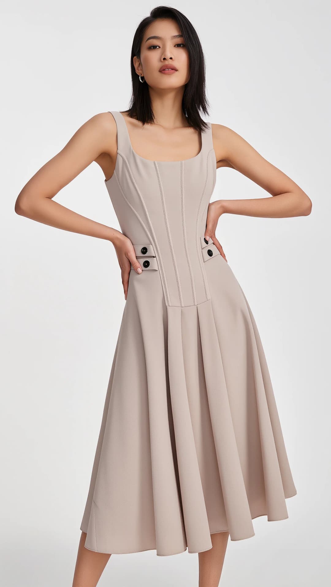 Virtual influencer woman studio portrait